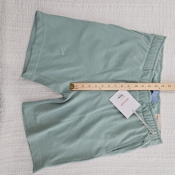 Free Planet Knit Shorts Men's L Avocado Green Drawstring Elastic Sustainability - Picture 5 of 12